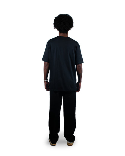 Black streetwear t-shirt with bold Widow graphic print.