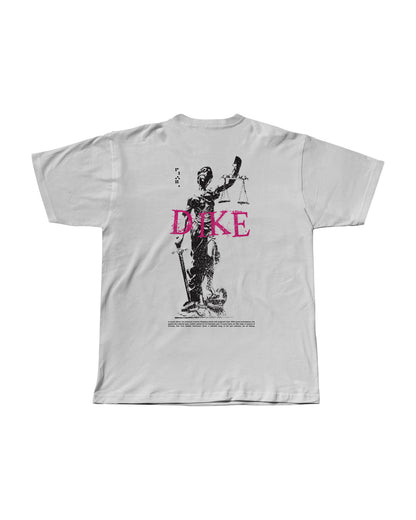 Minimalist graphic t-shirt titled Dike by Glim Clothing.