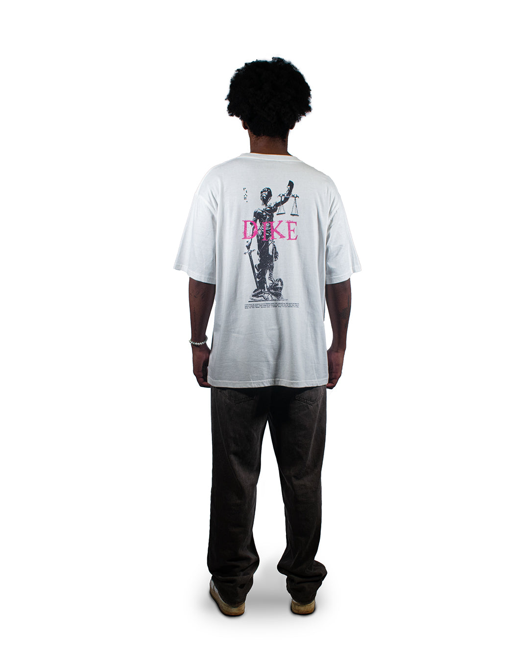 Minimalist graphic t-shirt titled Dike by Glim Clothing.