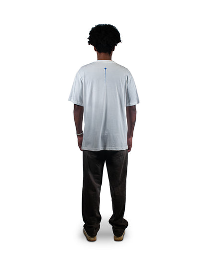 Graphic t-shirt with symmetrical Equilibrium design.