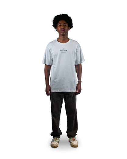 Graphic t-shirt with symmetrical Equilibrium design.
