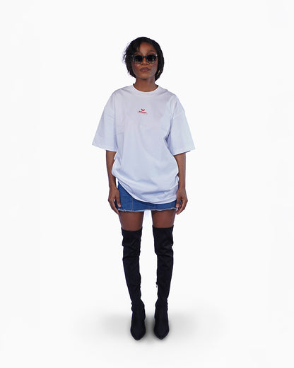 Minimalist t-shirt with Thinking About You text design.